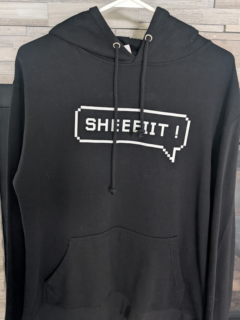 Seven7 Black Hoodie with White Pixel Graphic